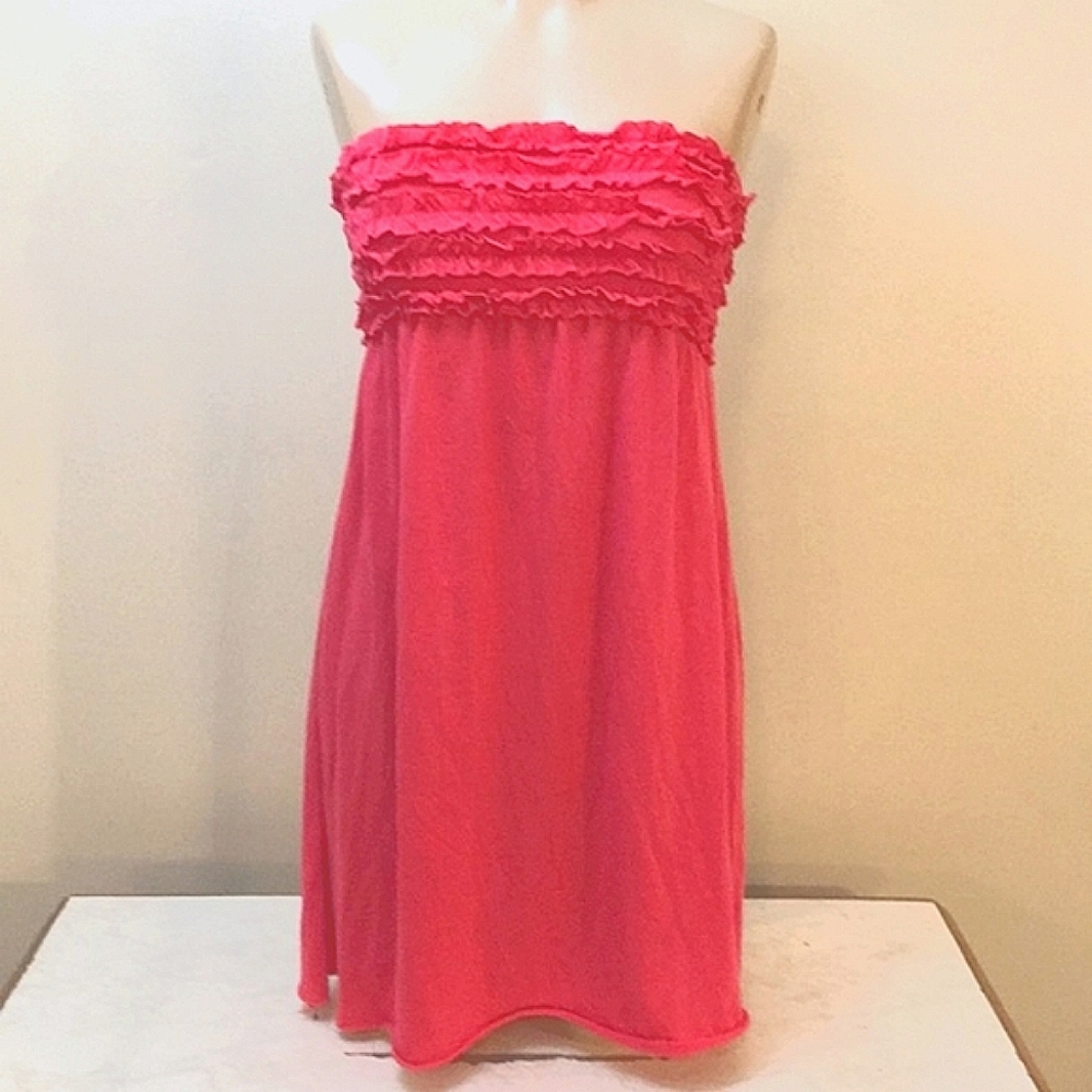 Victoria's Secret Hot Pink Ruffle Top Strapless Dress